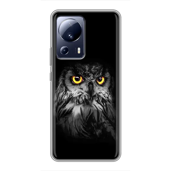 Чехол с рисунком «Сова на чёрном» для Xiaomi 13 Lite