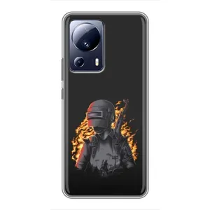 Чохол з картинкою "Герой Pubg" на Xiaomi 13 Lite (В полум'ї)