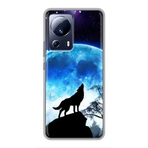Чохол з Вовком на Xiaomi 13 Lite (Виє на місяць)