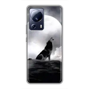 Чохол з Вовком на Xiaomi 13 Lite (Вовк і місяць)