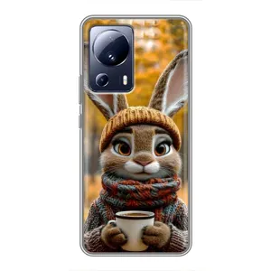 Друкований чохол 'Звірята з кавою' для Xiaomi 13 Lite (Зайчик з кавою)