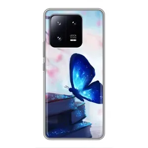Силиконовый бампер с картинкой животных для Xiaomi 13 Pro (Бабочка синяя)