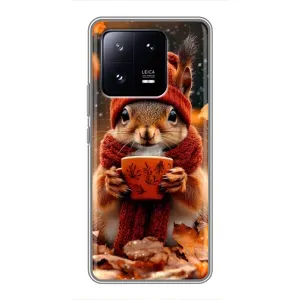 Печатный чехол «Зверята с кофе» для Xiaomi 13 Pro (Белка с кофе)