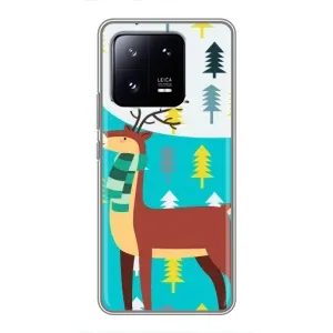 Силиконовый бампер с картинкой животных для Xiaomi 13 Pro (Олень с шарфом)