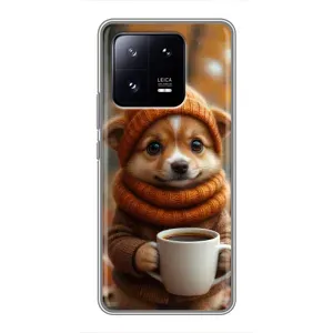 Печатный чехол «Зверята с кофе» для Xiaomi 13 Pro (Собачка с кофе)
