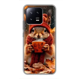 Друкований чохол 'Звірята з кавою' для Xiaomi 13 (Білка з кавою)