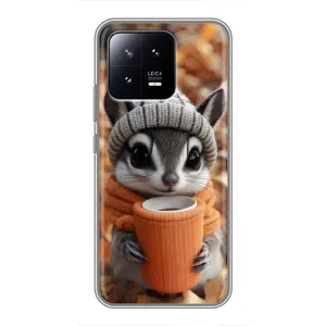 Друкований чохол 'Звірята з кавою' для Xiaomi 13 (Гризунчик з кавою)