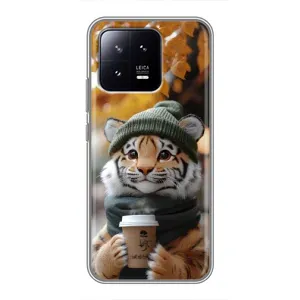 Друкований чохол 'Звірята з кавою' для Xiaomi 13 (Тигр з кавою)