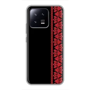 Силиконовый Чехол на Xiaomi 13 с картинкой Вышиванки (Вышиванка на черном)