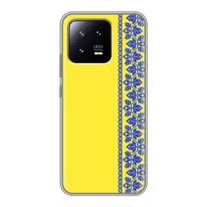 Силиконовый Чехол на Xiaomi 13 (Вышиванка на желтом)
