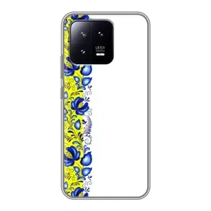 Силиконовый Чехол на Xiaomi 13 с картинкой Вышиванки (Желто-синяя вышиванка)