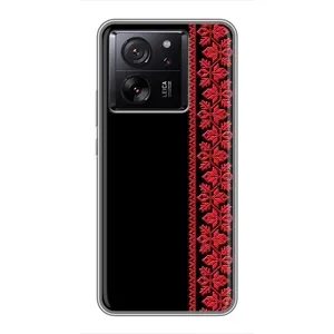 Силиконовый Чехол на Xiaomi 13T с картинкой Вышиванки (Вышиванка на черном)