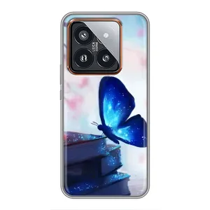 Силіконовий бампер з картинкою звірів для Xiaomi 14 Pro (Метелик синій)