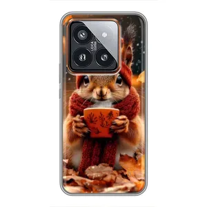 Друкований чохол 'Звірята з кавою' для Xiaomi 14 Pro (Білка з кавою)