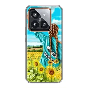 Чехол Стильные девушки на Xiaomi 14 Pro (Девушка на поле)