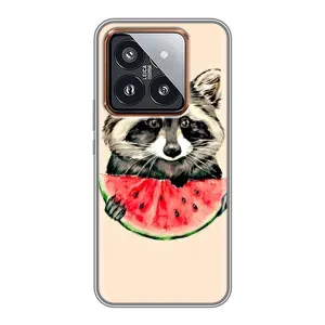 Силиконовый Чехол с Енотами на Xiaomi 14 Pro (Енот)