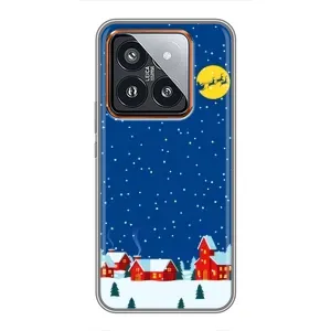 Силиконовый бампер на рождество для Xiaomi 14 Pro (Город в снегу)