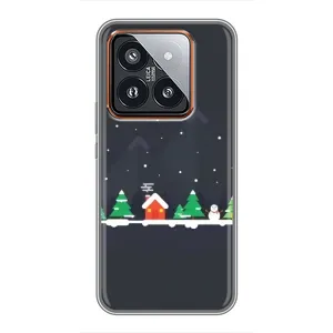 Силиконовый бампер на рождество для Xiaomi 14 Pro (Город зимний)