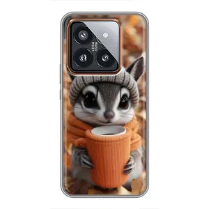 Печатный чехол «Зверята с кофе» для Xiaomi 14 Pro