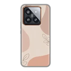 Чехол цветочный дизайн для Xiaomi 14 Pro (Коричневый фон)