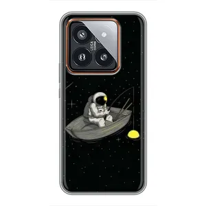 Силиконовый Чехол с принтом "Космонавты" на Xiaomi 14 Pro (Космонавт на рыбалке)