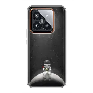 Силиконовый Чехол с принтом "Космонавты" на Xiaomi 14 Pro (Космонавт романтик)