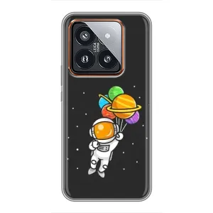 Силиконовый Чехол с принтом "Космонавты" на Xiaomi 14 Pro (Космонавт с шариками)