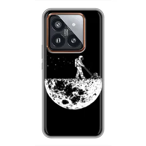Силиконовый Чехол с принтом "Космонавты" на Xiaomi 14 Pro (Космонавт)