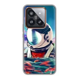 Силиконовый Чехол с принтом "Космонавты" на Xiaomi 14 Pro (Космонавт в воде)