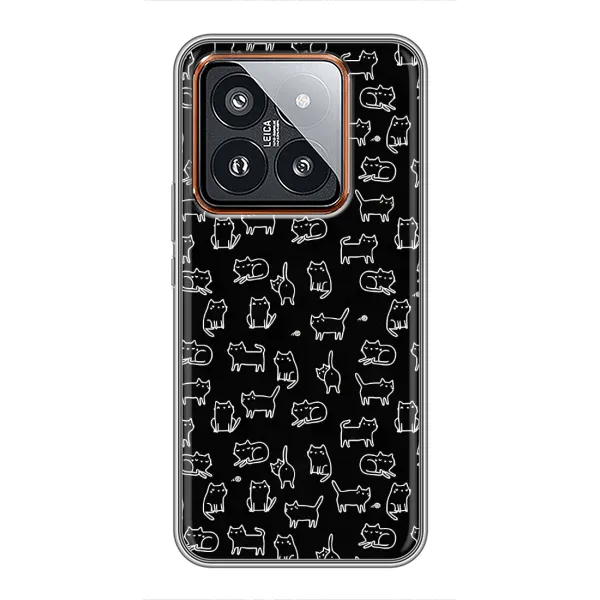Чехол с рисунком «Котики на черном» для Xiaomi 14 Pro Чехол с рисунком «Котики на черном» для Xiaomi 14 Pro