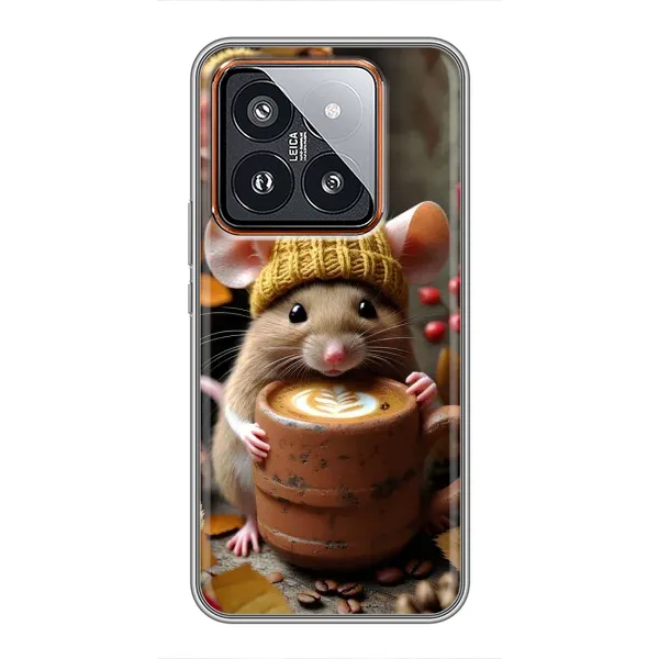 Чехол с рисунком «Мышка с кофе» для Xiaomi 14 Pro Чехол с рисунком «Мышка с кофе» для Xiaomi 14 Pro