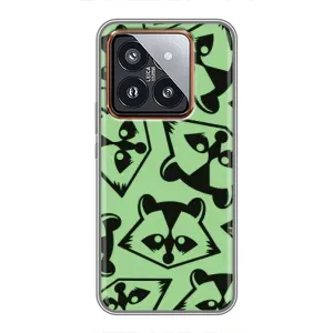 Силиконовый Чехол с Енотами на Xiaomi 14 Pro (Мордочки Енота)