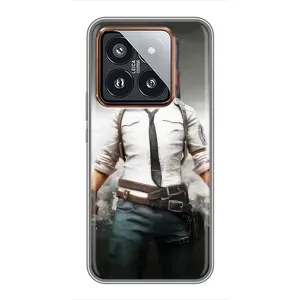 Силиконовый чехол с картинкой "Герой Pubg" на Xiaomi 14 Pro (Пабг)