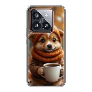 Друкований чохол 'Звірята з кавою' для Xiaomi 14 Pro (Песик з кавою)