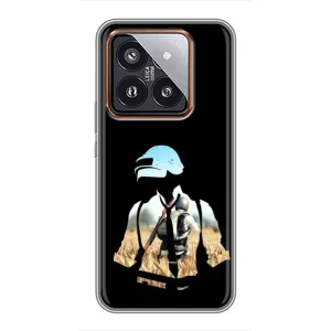 Силиконовый чехол с картинкой "Герой Pubg" на Xiaomi 14 Pro (Пубг мен)