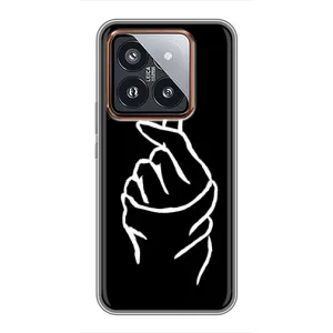 Чехлы (Знак сердечка) на Xiaomi 14 Pro (Сердце на черном)