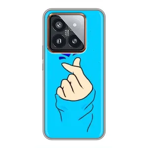 Чехлы (Знак сердечка) на Xiaomi 14 Pro (Сердце на синем)