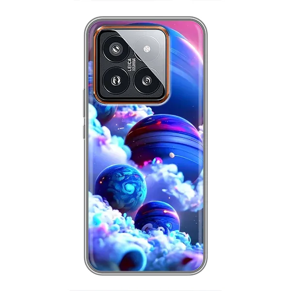 Чехол с рисунком «Синие планеты» для Xiaomi 14 Pro