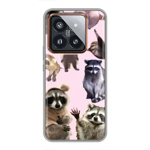 Силиконовый Чехол с Енотами на Xiaomi 14 Pro (Смешные Еноты)