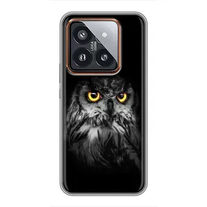 Чехлы с принтом СОВЫ для Xiaomi 14 Pro (Сова на чёрном)
