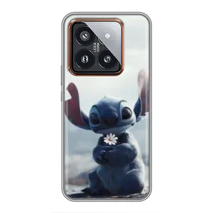 Чехол с рисунком Стич для Xiaomi 14 Pro (Стич с цветочком)