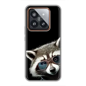 Силиконовый Чехол с Енотами на Xiaomi 14 Pro (Стильный Енот)