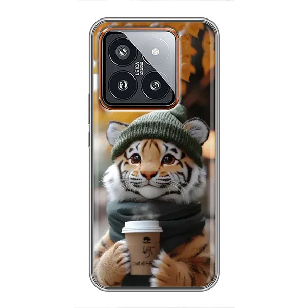 Чехол с рисунком «Тигр с кофе» для Xiaomi 14 Pro Чехол с рисунком «Тигр с кофе» для Xiaomi 14 Pro