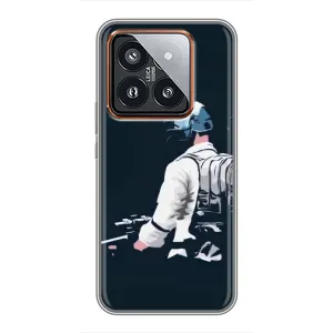 Силиконовый чехол с картинкой "Герой Pubg" на Xiaomi 14 Pro (В экиперовке)