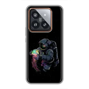 Силиконовый Чехол с принтом "Космонавты" на Xiaomi 14 Pro (В руках земля)