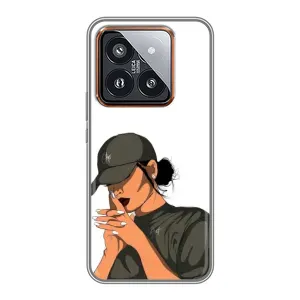 Силиконовый Чехол на Xiaomi 14 Pro с картинкой Стильных Девушек (В зеленом)