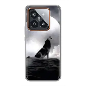 Чехол с Волком на Xiaomi 14 Pro (Волк и луна)