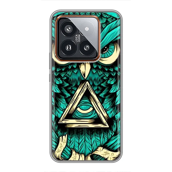 Чехол с рисунком «Зеленая сова» для Xiaomi 14 Pro Чехол с рисунком «Зеленая сова» для Xiaomi 14 Pro