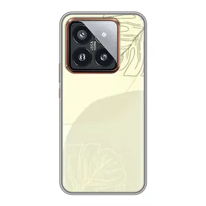 Чехол цветочный дизайн для Xiaomi 14 Pro (Зелёный фон)
