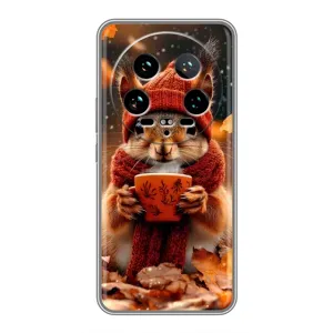 Печатный чехол «Зверята с кофе» для Xiaomi 14 Ultra (Белка с кофе)